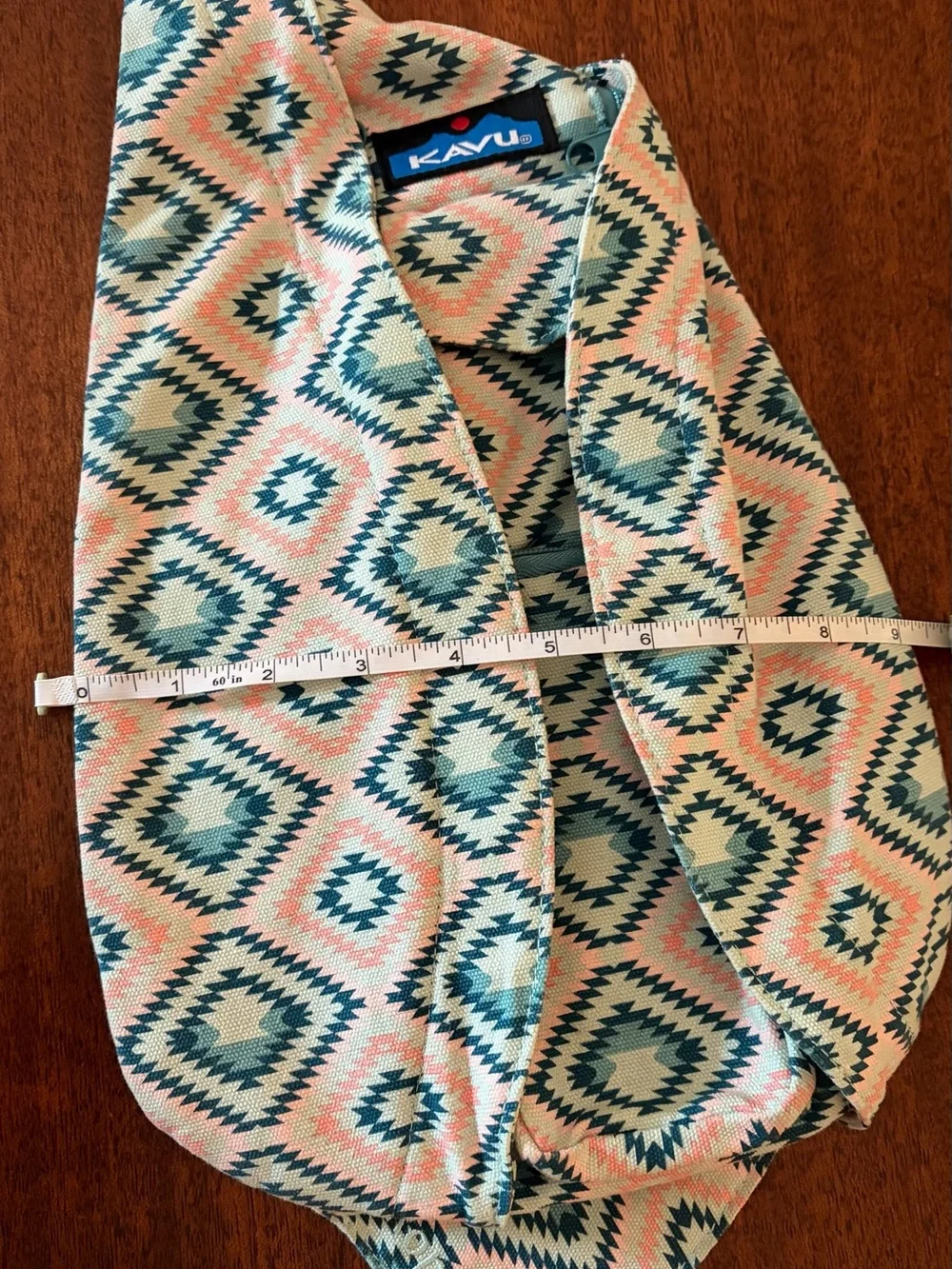 Kavu Crossbody Sling Bag in Teal and Pink Aztec Print